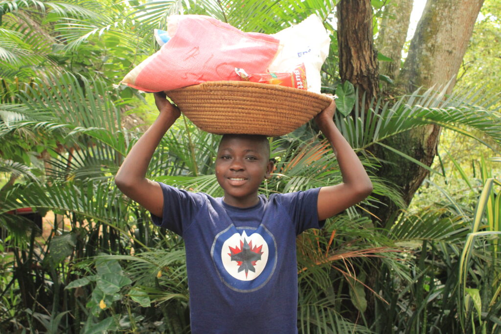 child and food basket