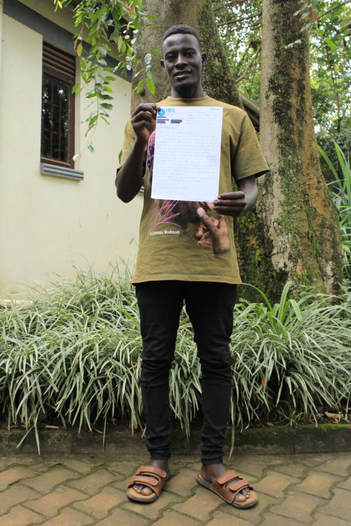 Young man with letter